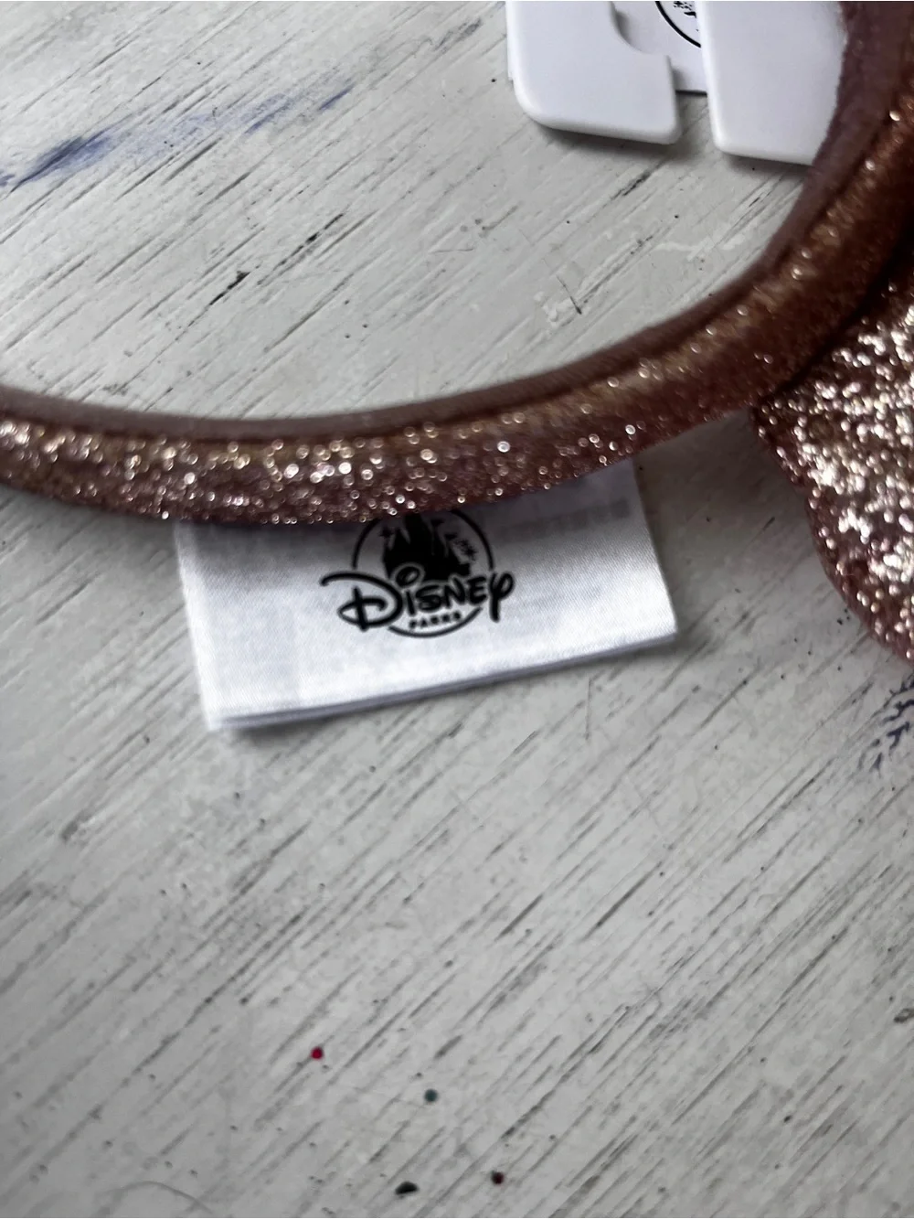 Disney Parks rose gold glitter sequin Minnie Mouse headband NWT
